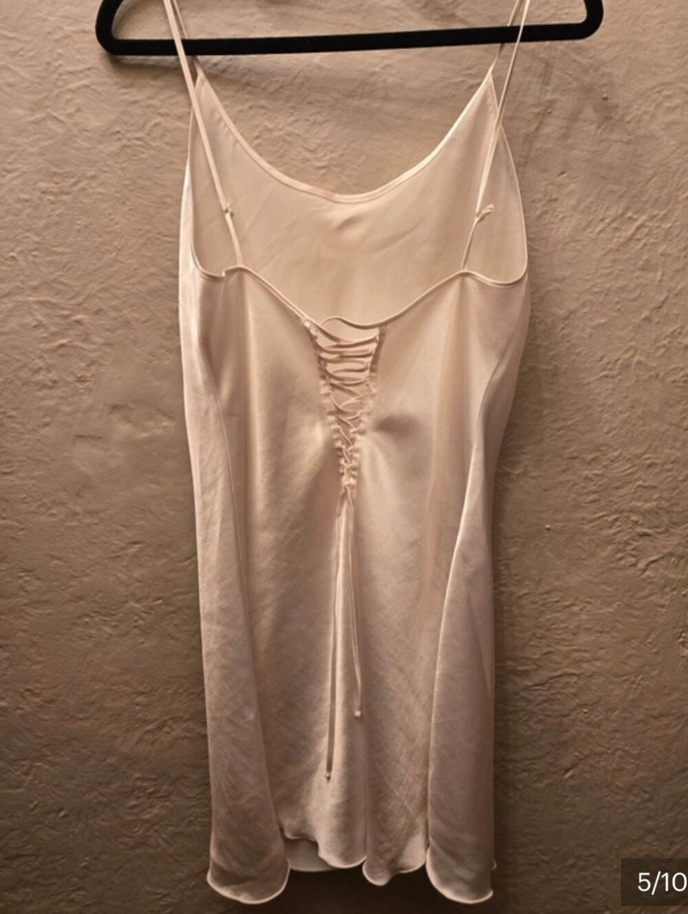 White Satin Lace Up Back Slip Dress Nightgown Lingerie